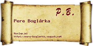 Pere Boglárka névjegykártya